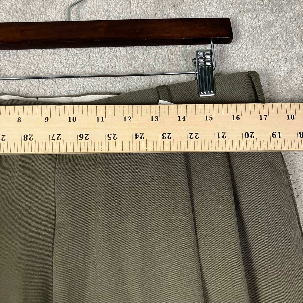 Brooks Brothers Dress Pants Mens 38 Brown Olive Pleated Cuffed 100% Wool Canada - Picture 2 of 10